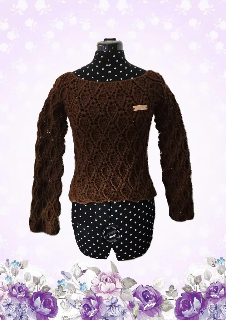 Pull Feuille marron