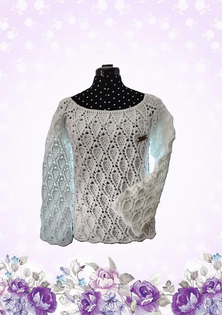 Pull Feuille Blanc