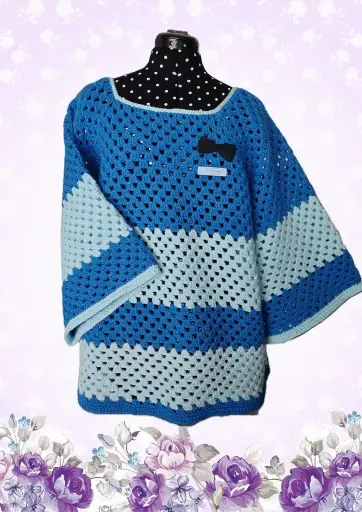 Pull Bicolor bleu